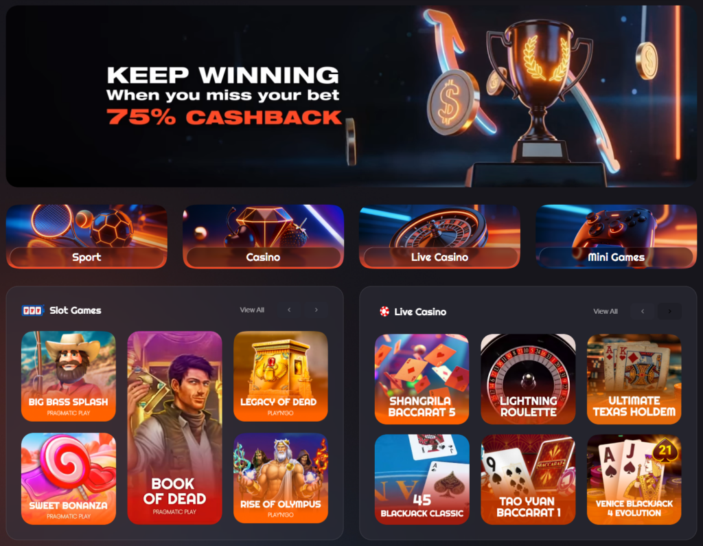 Freshbet casino account page